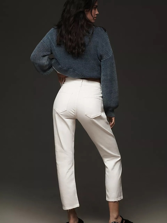 Agolde Denim - Agolde Riley Crop High Rise Straight Jeans in Sour Cream White size 28